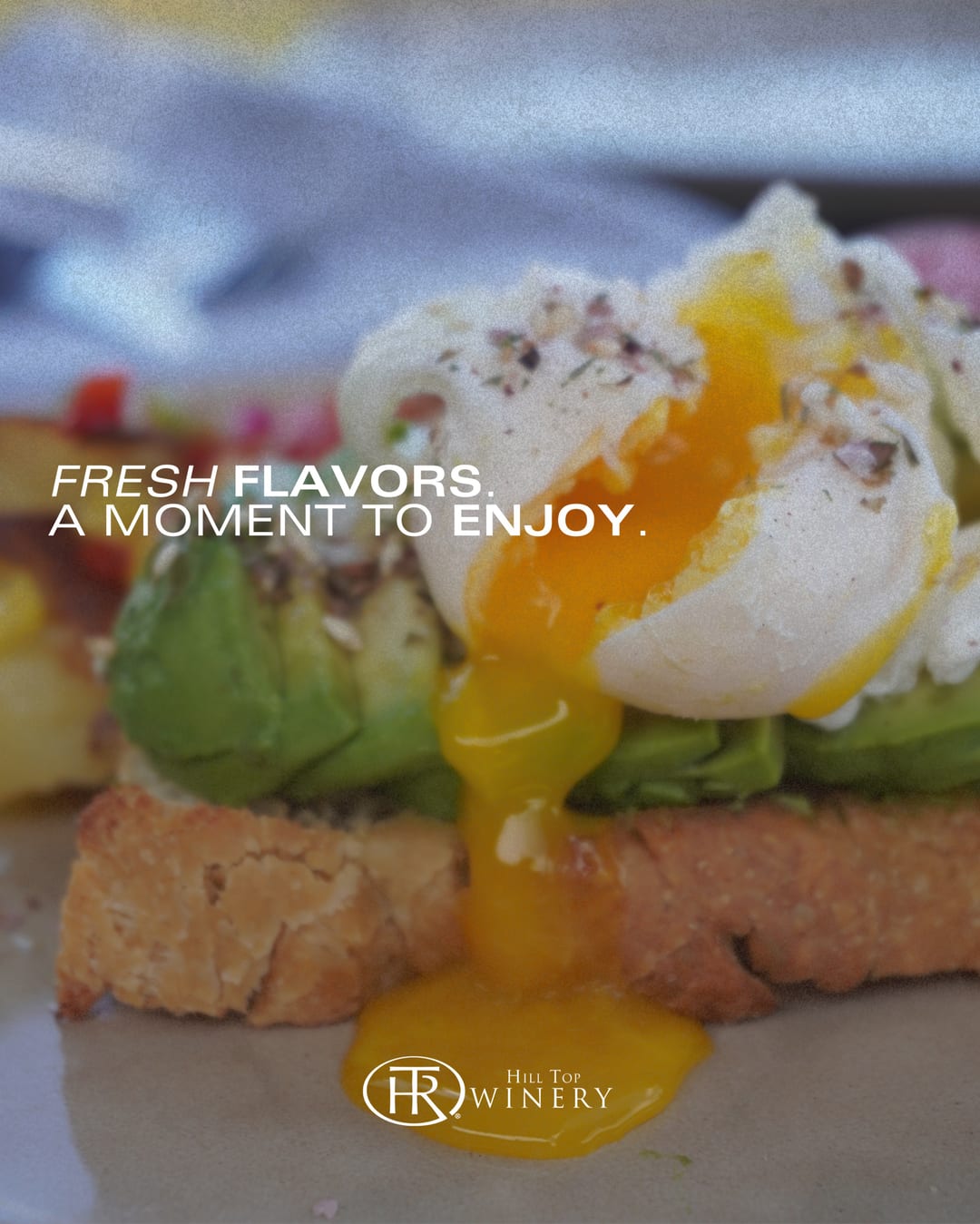 Poached egg on avocado toast from Sunday brunch at Hill Top