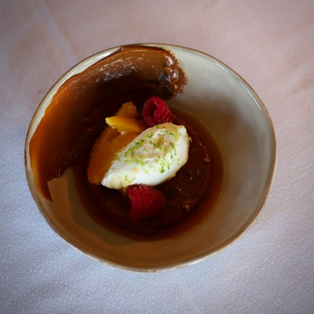 Plated dulce de leche dessert