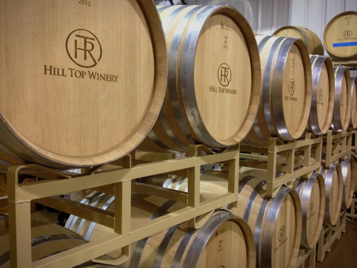 The Hill Top cellar, barrels and tanks